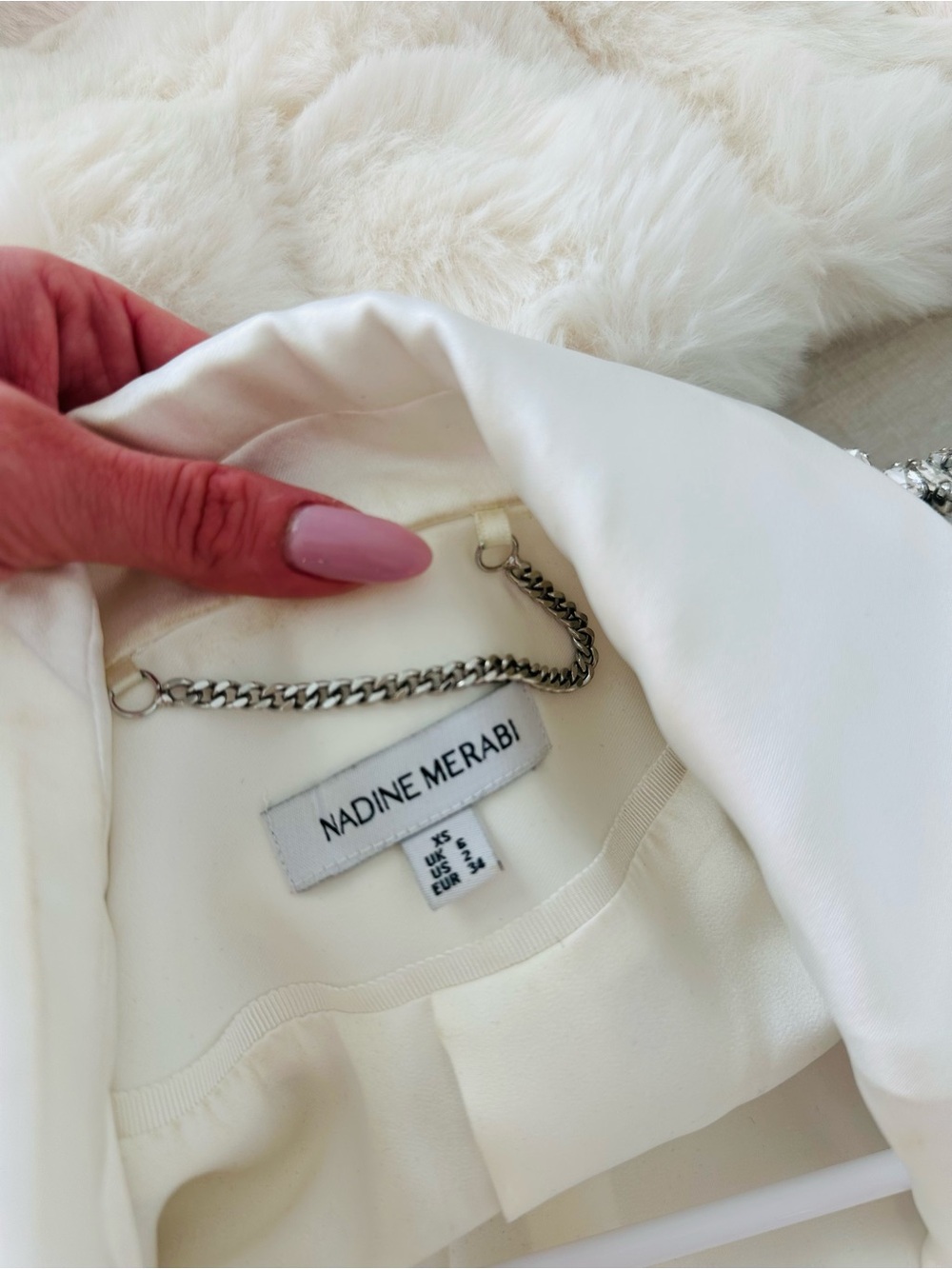 NADINE MERABI DAVINA White Embellished Crystal-Trim Blazer - Picture 9 of 9